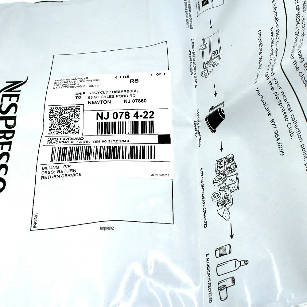 2 x Nespresso Coffee Pods Capsules Recycling Bag-Postage Paid Label-UPS Drop Off